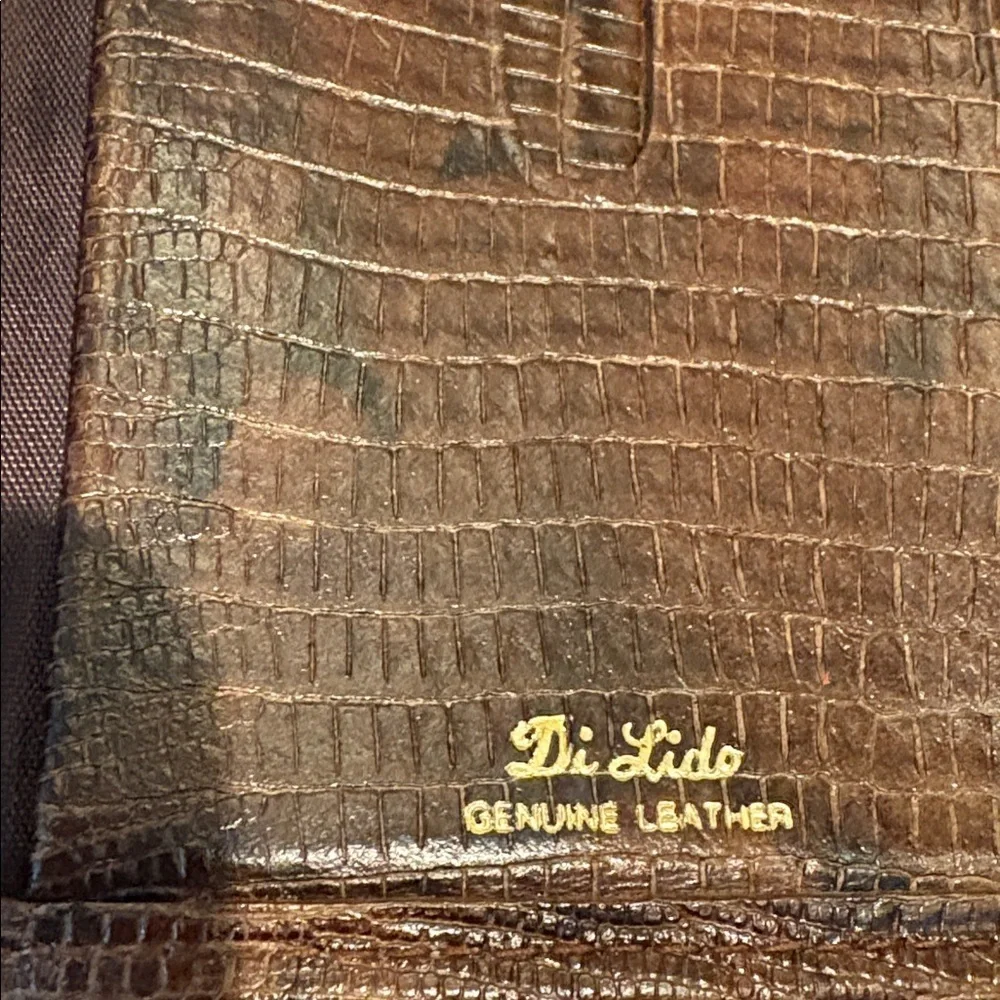 Di Lido wallet genuine leather snake skin pattern print trifold wallet small
